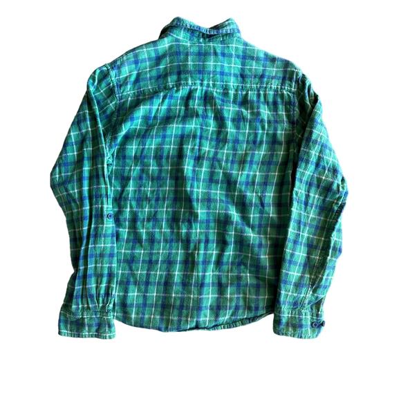 Counter Intelligence M Green Blue White Tartan Plain Flannel Button Up Shirt - Picture 4 of 7